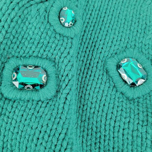 Boston Proper Cardigan Sweater Jeweled Emerald Green Women's size Large NWT - Picture 4 of 12